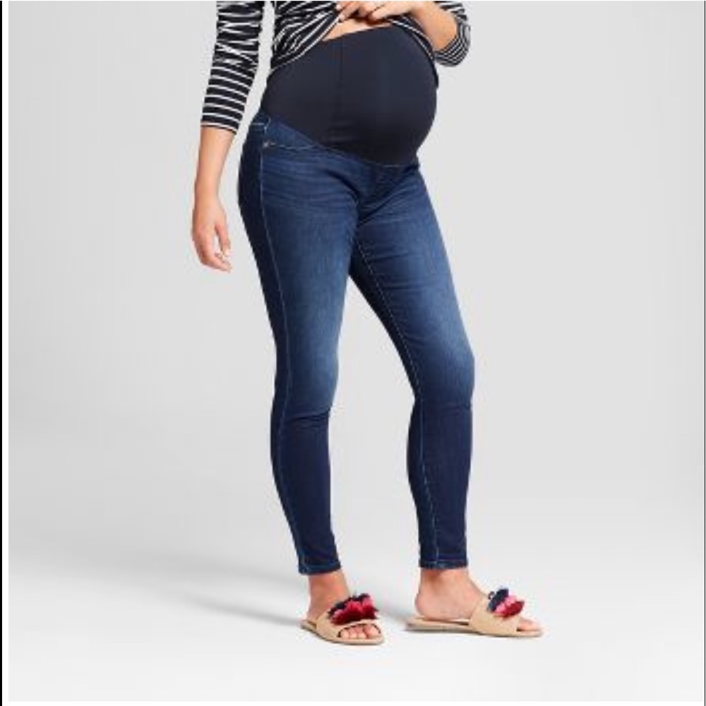 High-Rise Crossover Panel Skinny Maternity Jeans